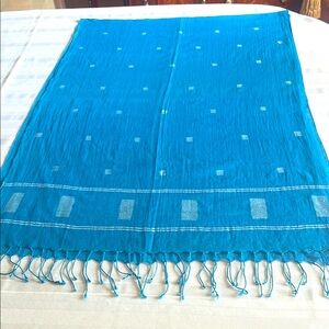 Handmade Blue Embroidered Scarf Wrap India